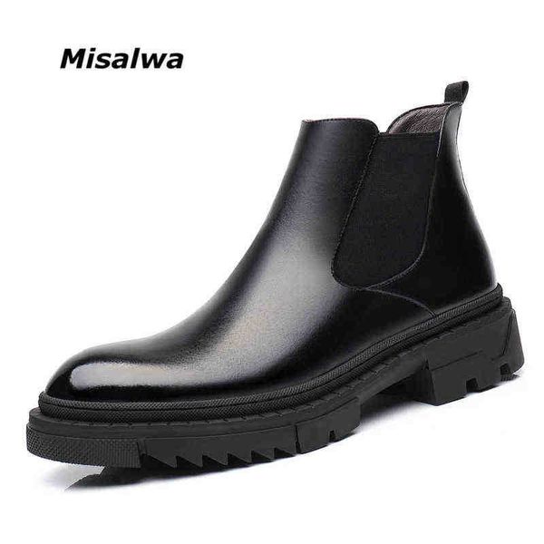 Dres Chaussure Misalwa Classique Botte Chelsea pour Hommes Hauteur Augmentée 4cm Plate-Forme Ascenseur Automne Italien Britannique Formelle Cheville Haute Chaussure 220723