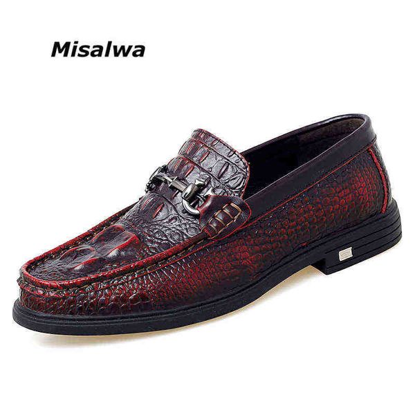 Dres Shoe Misalwa Primavera Verano Hombres Mocasín Vaca Split Cuero Vino Rojo Gris Marrón Hombre Plano Breve en Casual Business Zapato de gran tamaño 220723