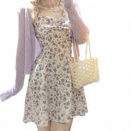 Dres Femme Été 2022 Party Sleevel Y2K Sling Sexy Casual Esthétique Floral Print Midi Taille Haute Harajuku Vêtements Féminins 96bm #