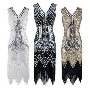 Jurk jaren 1920 Flapper Dress Plus Size S4XL Damesmode Vintage Great Gatsby Charleston Pailletten Kwastje 20s Feestjurk Meisje Kostuum