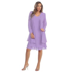 Robe 2 pièces en mousseline de soie robe ensemble femmes décontracté à manches longues solide Cardigan robe élégante robes de soirée de mariage vêtements robes