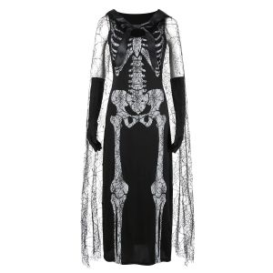 Jurk 2023 Nieuwe Halloween Cosplay Kostuum Gothic Vrouwen Skelet Bruid Jurk Eng Skelet Gewaad Halloween Carnaval Feestjurken