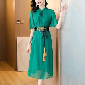 Jurk 2023 zomer nieuwe cheongsam moerbeizijde Chinese stijl verbeterde jurk zijden rok