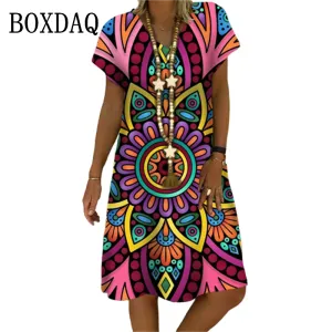 Robe 2023 Femmes Robe D'été Créative Dessin Animé 3D Imprimer Dames D'été Lâche Robes De Plage Décontracté À Manches Courtes Vcou Aline Robe Robes