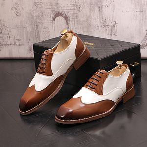 Jurk 7845 Spring Shadow Patent Leather Fashion Bruidy Wedding Men Italiaanse stijl Oxford schoenen