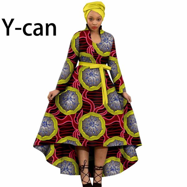 Vestido Vestidos africanos para mujer Bazin Riche Dashiki Ankara Estampado formal Aline Falda larga con cinturón Elegante Causal Lady Wear Y2225055