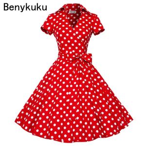 Kleed Audrey Hepburn 50s 60s Pinup Rockabilly Jurk Zomerkleding voor vrouwen Polka Dot Robe Vintage huisvrouw Swing Dresses Vestidos