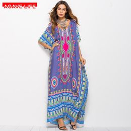 Robe Bohème Dames Caftan Africain Robes Femmes Été Thinic Dashiki Robe Robe Traditionnelle Africaine Vêtements Longue Maxi Tunique Robe