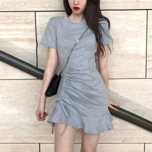 Kleding Kleding Overhemd Jurken 2023 Bandage Dames Jurk Ruche Korte Mini-T-shirts Onepiece Chique en Elegant Mooi heet Los X