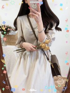 Robe Robes en lin en coton Ventes chaudes mignonnes filles douces femme vestide décontractée coréen chic rose rétro vintage robe longue