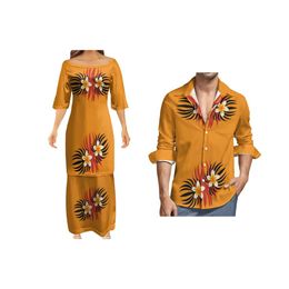 Robe de couple Samoan Puletasi, motif personnalisé polynésien, vêtements traditionnels pour femmes, nouveau Design, Ptaha