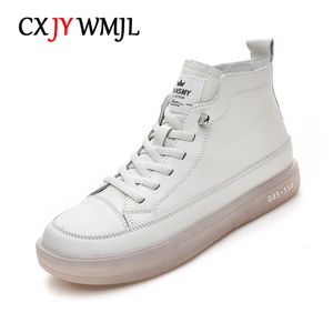 Jurk cxjywmjl dames echte lederen sneakers lente high-top casual herfst eerste laag cowhide dames hoge top gevulkaniseerde schoenen 230718