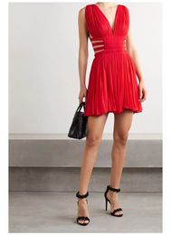 Vestido vestido de diseñador para mujer vestido de fiesta rojo Italia lujo Estrella Mismos vestidos ajustados vestidos sin mangas Vestidos sexy sin espalda Falda corta moda Ropa de mujer