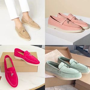 Jurkontwerpers schoenen voor dames topkwaliteit Kasjmier Leren kwasten loafers Hoge elastische runderpeesbodem casual platte hak Zachte zool damesschoen met doos