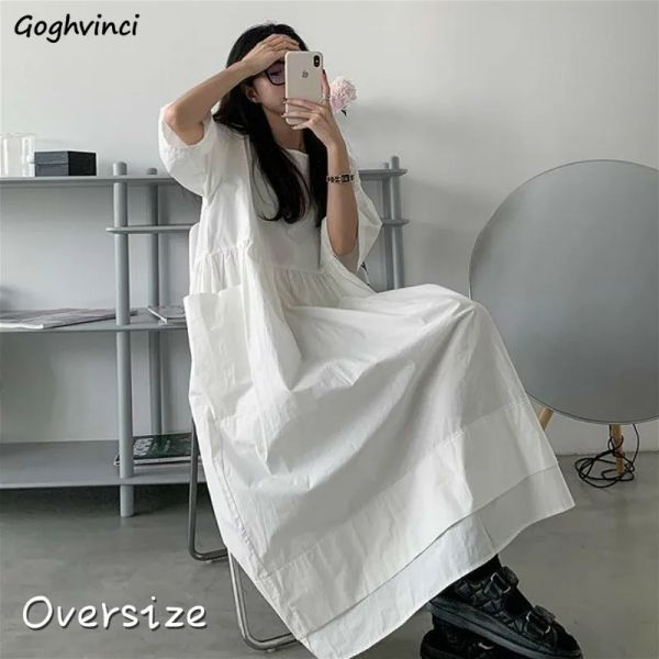 Vestido Vestido Mujer Venta Caliente Encantador Estilo Universitario Coreano Chic Adolescentes Diseño Blanco Vacaciones Verano Manga Corta Vestidos Femenino Acogedor Ins