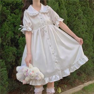 Jurk Jurk Dames Zomer Harajuku College Ulzzang Eenvoudig Zoet Lolita-stijl Kawaii Wit Allmatch Preppy Pure Tender Ins Empire Dagelijks