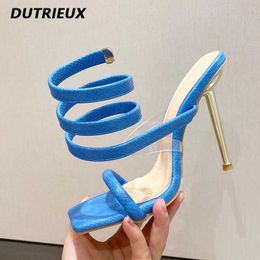 Dress Dutrieux 2023 Rome ondiepe enkelband sandalen vrouwen zomer mode alligator patroon heigh schoenen hakken de mujeres elastische bandl230301