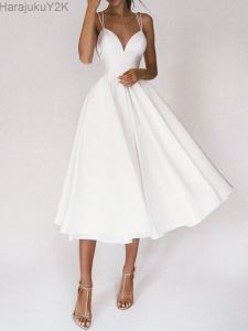 Jurk Elegante Gast Bruiloft Fomral Lange Party Jurken Voor Vrouwen 2023 Zomer Wit Sexy Slip Backless Baljurk Midi Vestidos casual