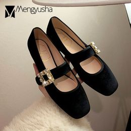 Jurk Flats Veet Brand Women Buckle Belt Crystal Shoes Ladies Mary Jeans Loafers Design Lolita Mocassins Ballerina Femme