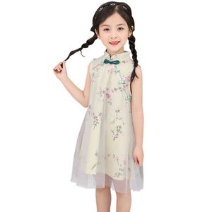 Robe Pour Filles Floral Party Enfants Fille Maille Enfant Cheongsam Style Chinois Costume 6 8 10 12 14 210528