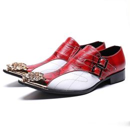 Robe formel masculin nouvel orteil Arrivée homme pointu paty chaussures propos chaussures de chaussures en cuir authentique en métal mènes de moine hommes s ha