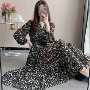 Kleed Franse print Boheemse casual high jurken chique feest vrouwen jurk boho kleding bloem vintage retro feest lente herfstjurk