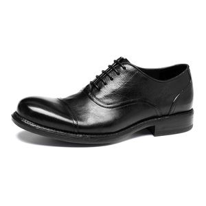 Kleed echte heren vintage lederen handgemaakte kwaliteit comfortabele nieuwe elegante zwarte bruiloft sociale oxfords schoenen man 3734