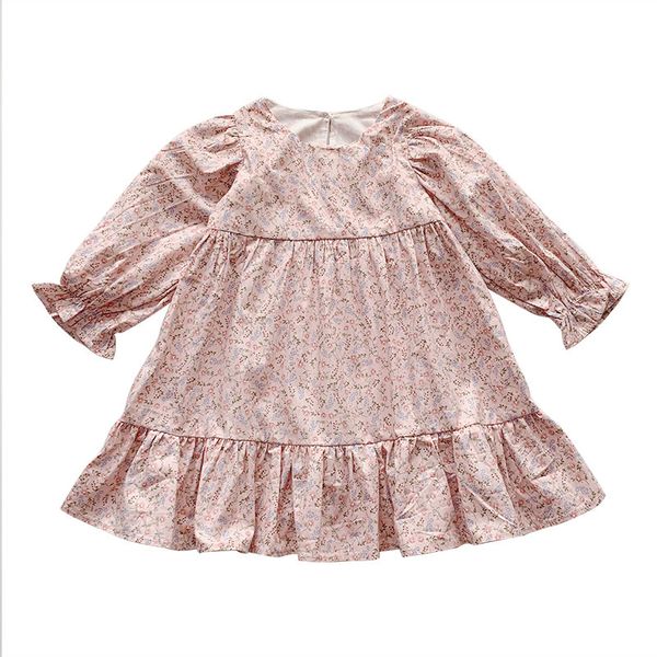 Robe fille automne nouveau style coréen floral à manches longues jupe princesse jupe fille jupe mode