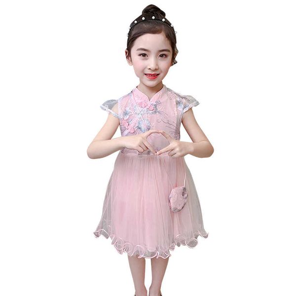 Robe Fille Floral Filles Fête Broderie Enfants es Style Chinois Vêtements Pour Enfants 6 8 10 12 14 210528