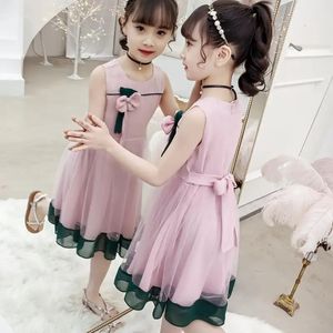 Jurk Girl Summer Party Princess Dresses Fashion 2 6 8 tot 12 jaar oude dans vlinderdas voor casual kinderen mooie kleding 240403