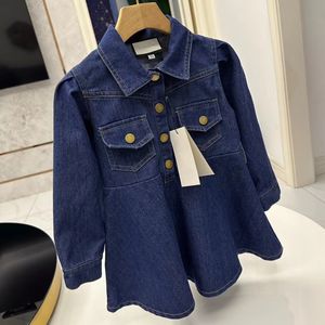 jurk meisjes denim meisje rok babykleding kind designer jas jas jurken merk zak knop elastische herfst winter lente