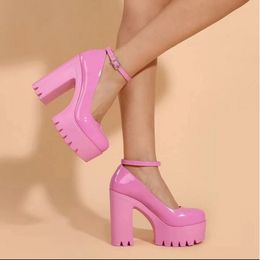 Robe à talons rose chunky 531 Sangle de cheville Sweet Square Talon High Heels Pumps Plateforme Spring Woman Chaussures 230822 S 56110 S 59871 S