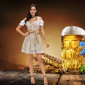 Robe Dames Allemand Dirndl Oktoberfest Robe Vente Chaude Tablier Bière Fille Cosplay Costume Femmes Carnaval Halloween Fantaisie Robe De Fête