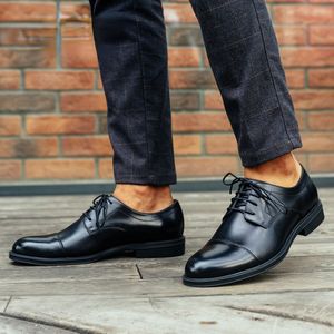 Habillement en cuir en cuir authentique concepteur d'automne à la main confortable qualité élégante de mariage noir chaussures sociales mâle 4119