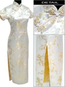 Jurk Gratis Verzending Lichtgeel Dames Satijn Lange Cheongsam Qipao Jurk Bloem SML XL XXL XXXL 4XL 5XL 6XL J3088