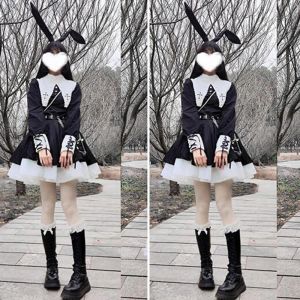 Jurk Meid Outfit Vrouwen Jurk 2022 Lente Herfst Cosplay Leuke Japanse Lolita Jurken Anime Zwart Lolita Kawaii Halloween Gothic Jurk