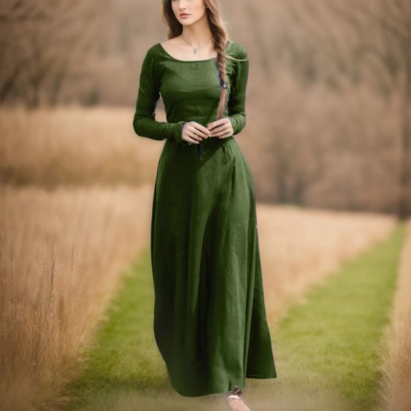 Vestido medieval de manga larga Maxi vestido de mujer bata vintage hada elfo vestido renacentista ropa gótica fantasía vestido de fiesta vestido de cosplay