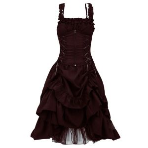 Jurk Middeleeuwse Vintage Elegante Lace Up Goth Retro Feestjurken Vrouwen Gothic Punk Jurk Lange Flare Mouw Sexy Zwarte Mesh Zaagjurk