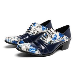 Dress Heren 1011 Italiano Hoge hakken Elegante bloemenprint Oxford Mariage mannelijke echte koesleer kantoorschoenen sapato masculino