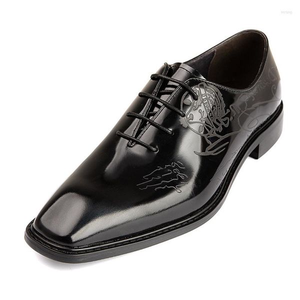 Vestido zapatos para hombres cuadros 407 Toe 2024 Diseñador Cuero genuino Flat Black Blue Office Browing Wedding Social for Male 907 934 91921 89017