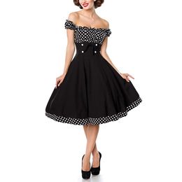 Robe Missjoy 2020 nouvel été grande taille 3xl femmes robe à pois imprimé Sexy épaules nues une ligne Rockabilly Vintage robe de soirée