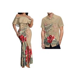 Jurk Nieuwe Custom Samoaanse Polynesische Tribal Slim Fit Feestavondjurken Dames Lady Elegant Off Schouder Split Fishtail Jurk