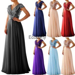 Jurk Nieuwe Elegante Chiffon Jurk Voor Vrouwen 2023 Vneck Solid Splicing Lange Avondjurk Wedding Party Prom Jurken Galadress vestidos