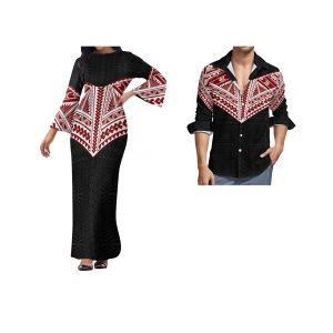 Robe nouvelle vente en gros personnalisée Tapa Design robes à manches évasées vêtements pour femmes décontracté femmes robe Match chemise pour hommes