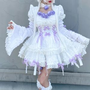 Robe originale japonaise Harajuku Punk avec nœud, couture à bandes, mode fille chaude, tempérament Lolita, Kawaii, robe noire douce, nouveau