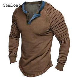 Robe Plus Taille 3XL Hommes Patchwork T-shirts 2023 Amérique Europe Mode Tops Hommes Manches Longues Pulls Casual Chemise Froncé Vêtements
