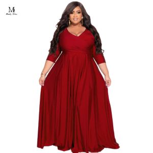 Jurk Plus Size Elegante Vrouwen Maxi Jurk 2023 Lente Zomer Halve Mouw 5XL Plooi Stretchy Fashion Chic Dames Oversize Lange jurk