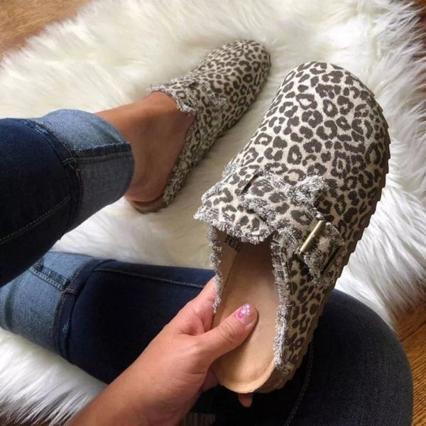 Robe grande taille des femmes mode d'été imprimé léopard semi-support mocassins décontractés dames Socofy chaussures plates à enfiler 230410 GAI GAI GAI