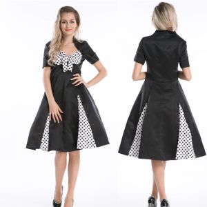 Jurk Plus Size S5XL Vintage Geplooide Polka Dot Rockabilly Retro Uitlopende Jurk Pin Up Swing 50s 40s Retro Jurk