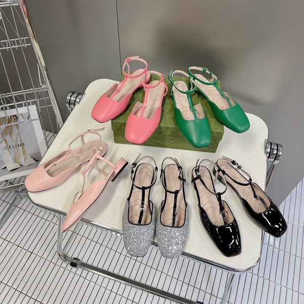 Sandalias de vestir zapatos de marca zapatos de cuero zapatos de tacón bajo hebilla sandalias moda fiesta sexy zapatos de mujer nuevos tacones altos tamaño 34-42 con suela de cuero.